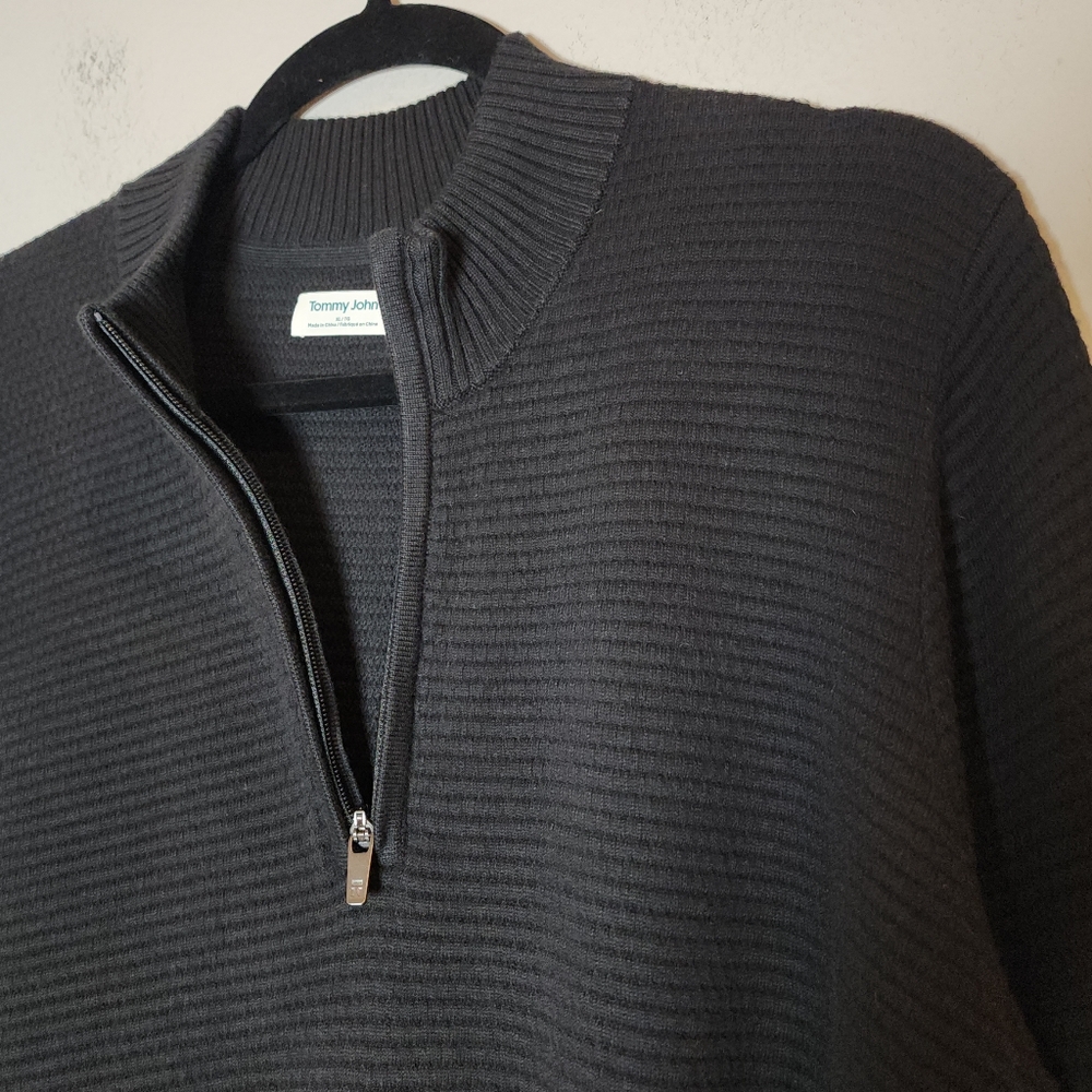 Tommy John Men's Dark Gray Zip-Up Sweater - Picture 3 of 15